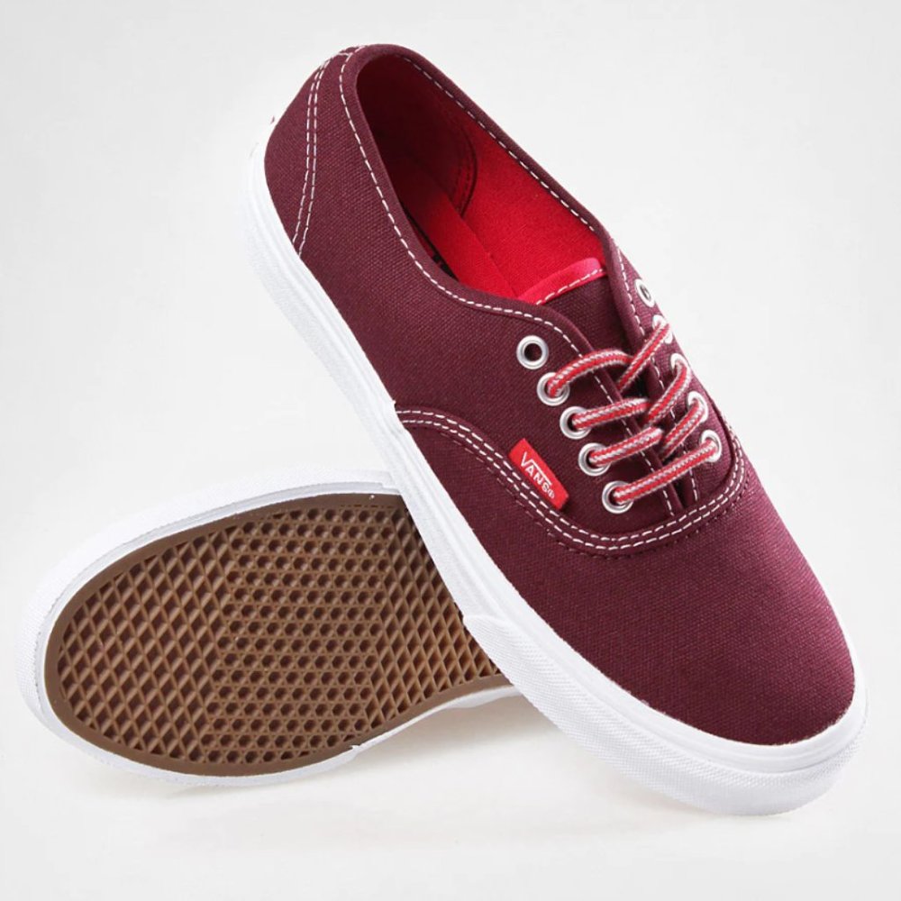 Vans : Authentic Slim Casual Sneakers Tawny Port/True Wt (Size 7)